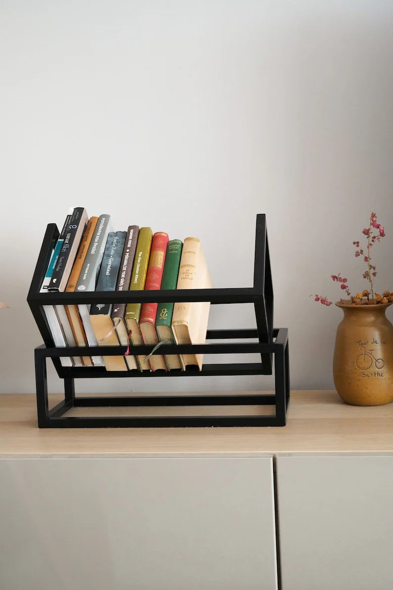 Metal Mini Bookshelf, Counter Top Magazine Holder And Newspaper Holder, New Year's Gift For Book Lovers
