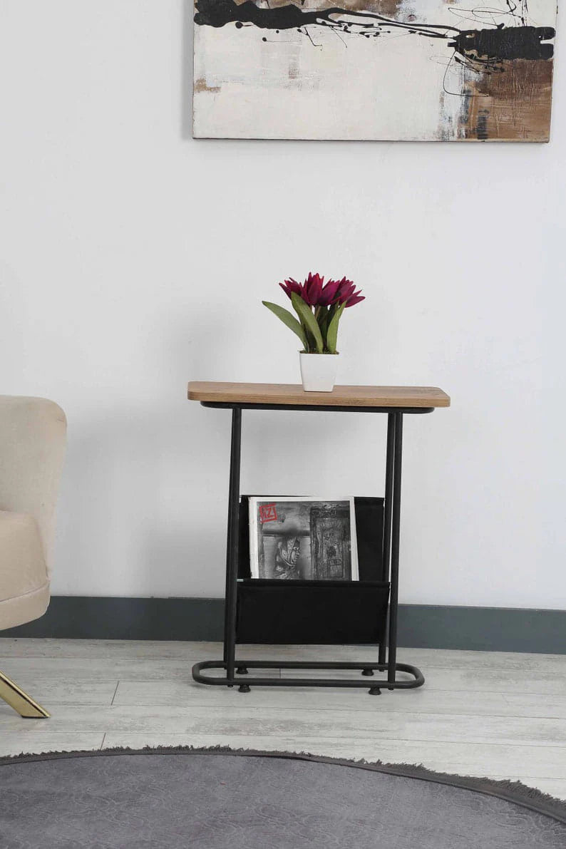 Minimal Side Table With Magazine Rack