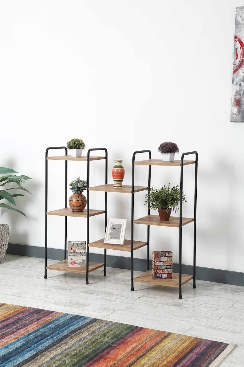 Wooden Shelving, 8 Tiers Decorative Shelf, Multi-Purpose Plant Stand