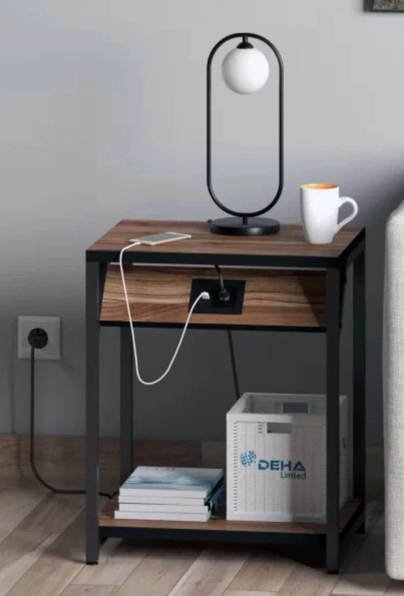 Sofa Side Table / Nightstand With USB Type C Charging Module | Electric Smart Coffee Table | Home Gift | Nightstand