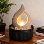 Amazon Basics Tabletop Fountain with LED light and sand texture finish