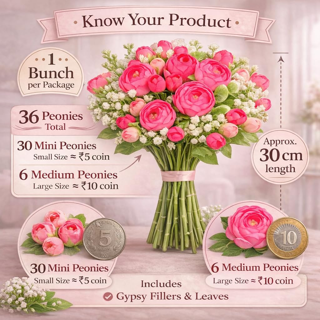 Artificial Peony Flower Bunch for home decor