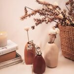 Boho style centerpiece using PUREZENTO Rustic Ceramic Bud Vase set