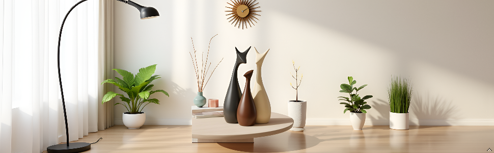 Ceramic Deer Figurines Set for Living Room Decor