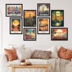 Close-up detail of high-quality matte finish and synthetic wood frame of Modern Art City Vibes Wall Decor