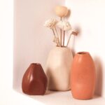 Close-up detail of the earthy texture on PUREZENTO Rustic Ceramic Bud Vase