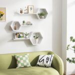 Honeycomb wall shelves for photos plants and decor