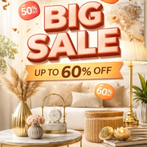 Big Sale on Home Decor Products Up to 60% Off with Premium Living Room Setup