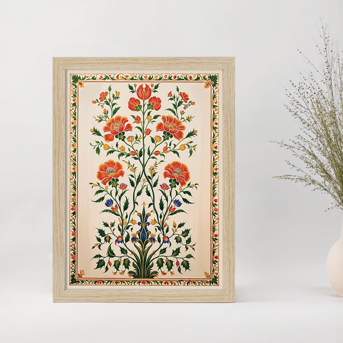 Stunning Indian Art Madhubani Paintings - Complete Set of 6 Framed Wall Decor