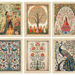 Ethnic Indian Art Madhubani Paintings set for bedroom wall decoration and peaceful vibes