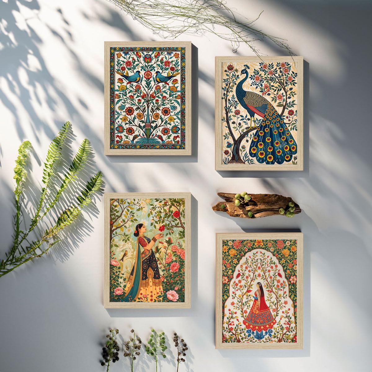 Professional office cabin decorated with a set of 6 Indian Art Madhubani Paintings