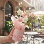 Handmade Crochet Daisy Flower Bouquet Pink for Home Decor