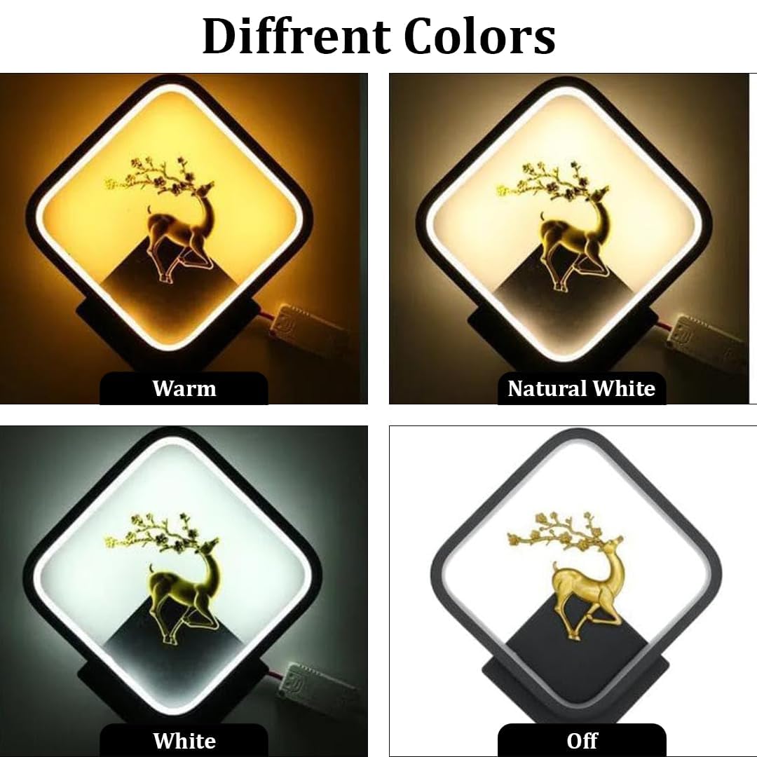 Modern Deer Wall Lamp - Golden LED Decorative Light (3 Color Modes)