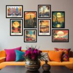 Stunning Modern Art City Vibes Wall Decor installed on a gallery wall in a contemporary office