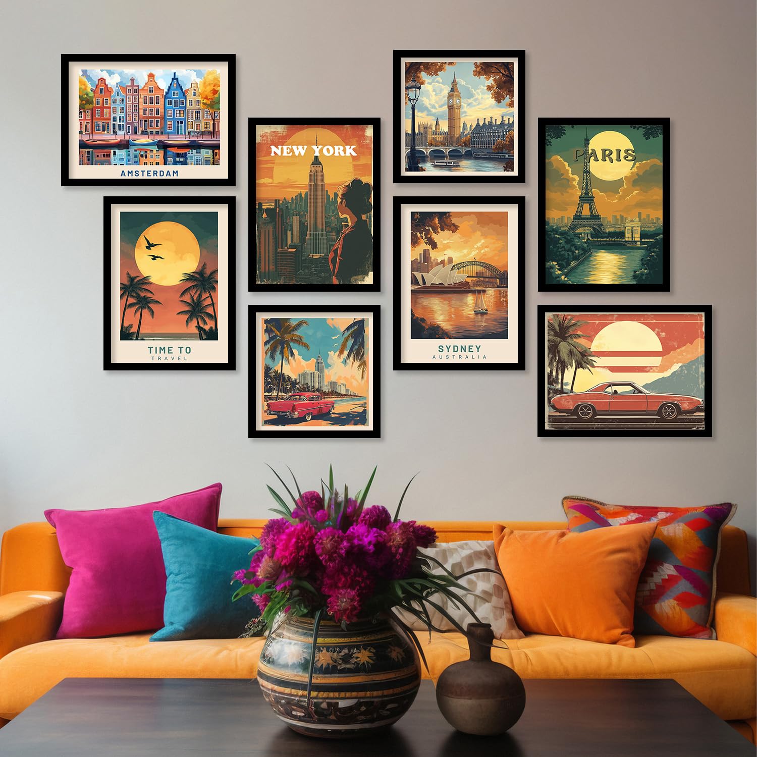 Stunning Modern Art City Vibes Wall Decor installed on a gallery wall in a contemporary office