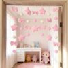 pink plush hanging garland set pastel nursery decoration
