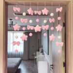 pink plush hanging garland set for nursery door decor
