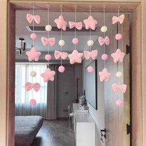 pink plush hanging garland set for nursery door decor