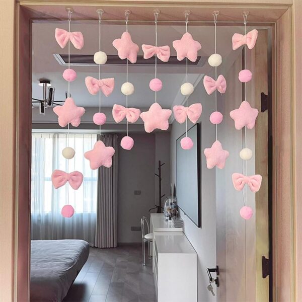 pink plush hanging garland set for nursery door decor