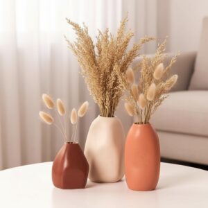 PUREZENTO Rustic Ceramic Bud Vase set of 3 for premium home decor