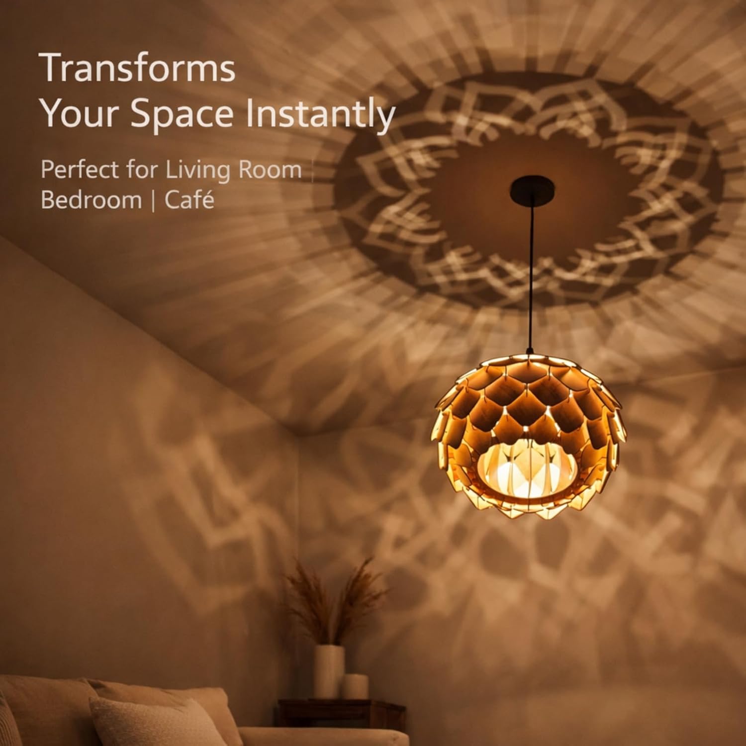 Rattan Wooden Hanging Lamp for home decoration