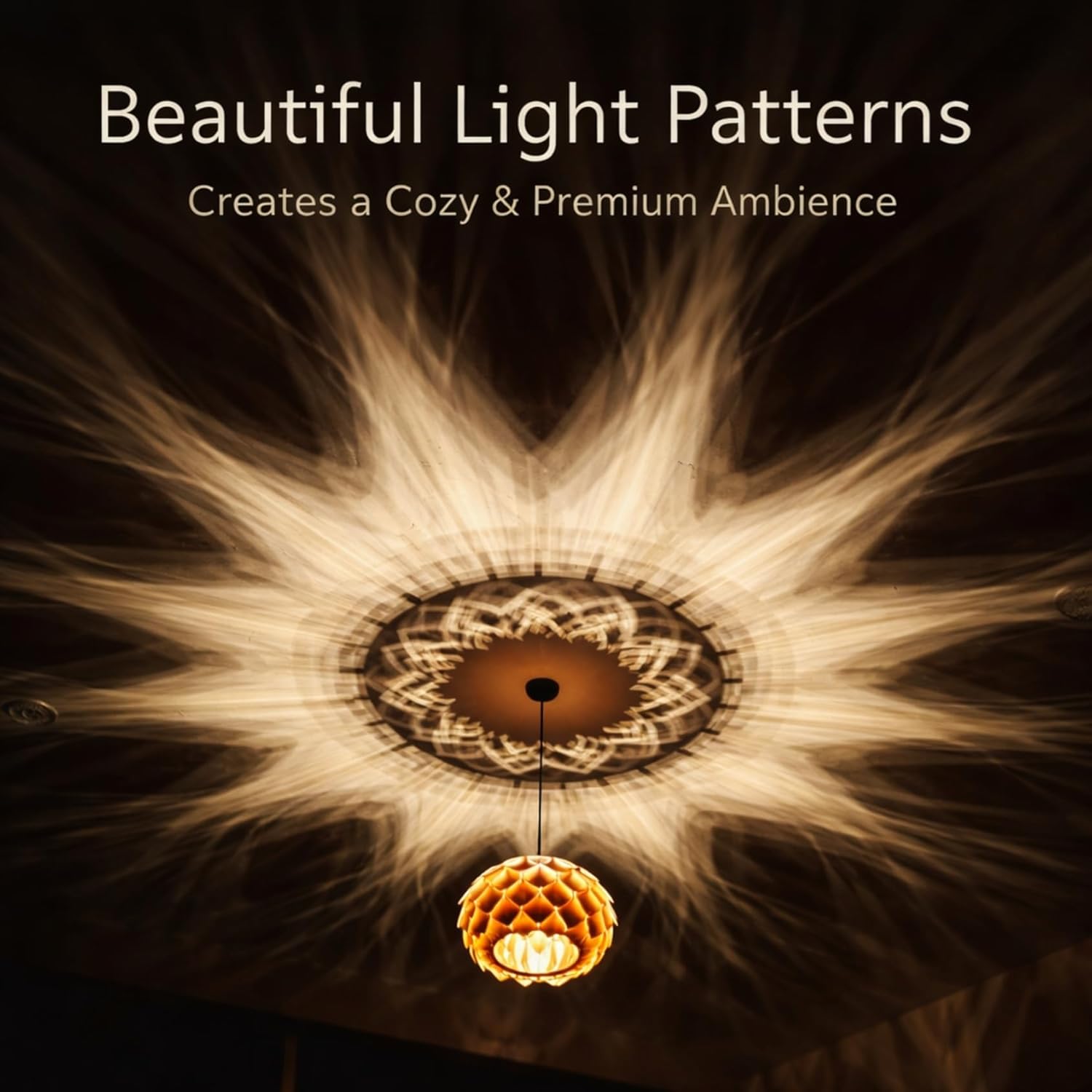 Wooden Hanging Lamp with bulb included for living room