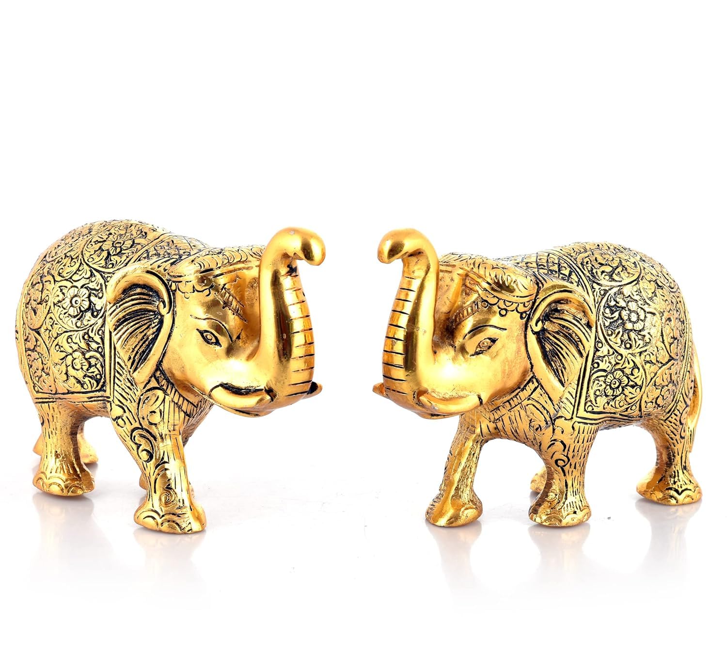 Gold Metal Elephant Pair for Office Table Decoration
