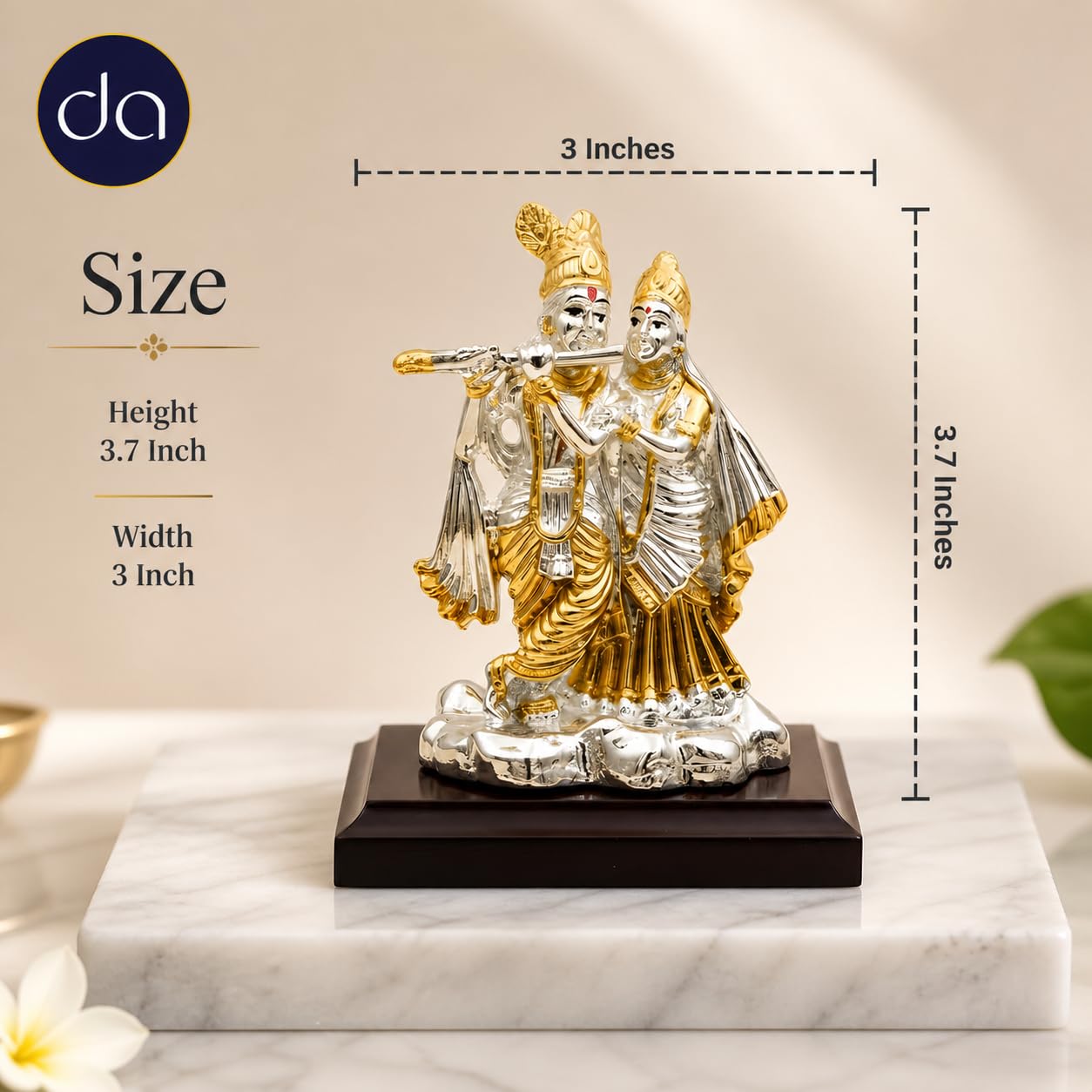 Luxury Gold Plated Radha Krishna Idol for Living Room