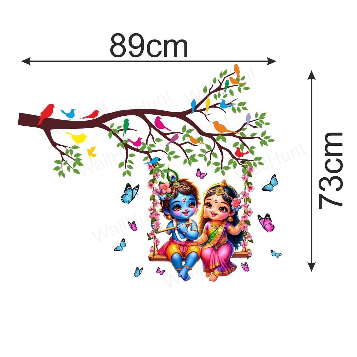 Self Adhesive Radha Krishna Wall Sticker for Bedroom