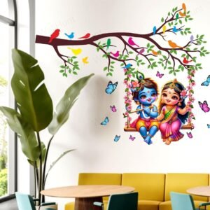 Radha Krishna Wall Sticker 89x73cm PVC Vinyl Self Adhesive Home Decor