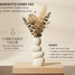 White Pebble Ceramic Flower Vase for Pampas Grass