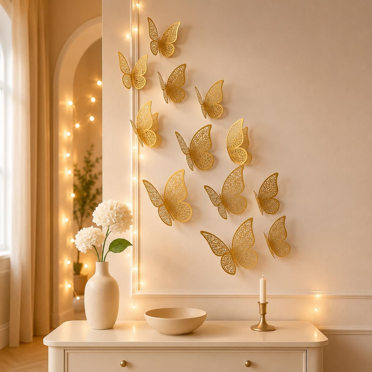 Golden butterfly wall decor set of 12 pieces
