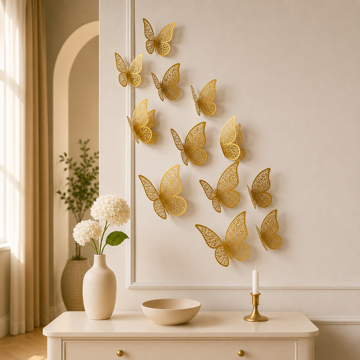 3D Butterfly Wall Stickers in shimmer golden design