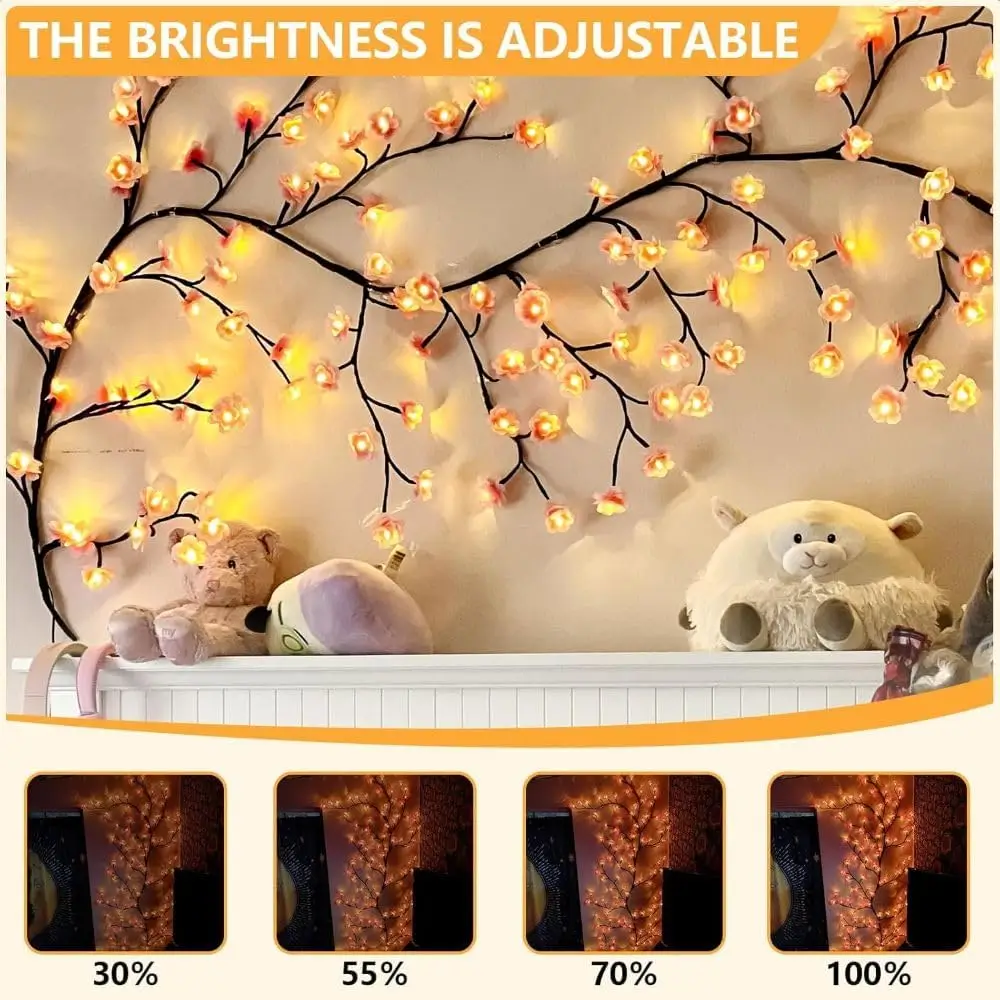 Flexible Cherry Blossom LED Tree Branch Lights for Bedroom