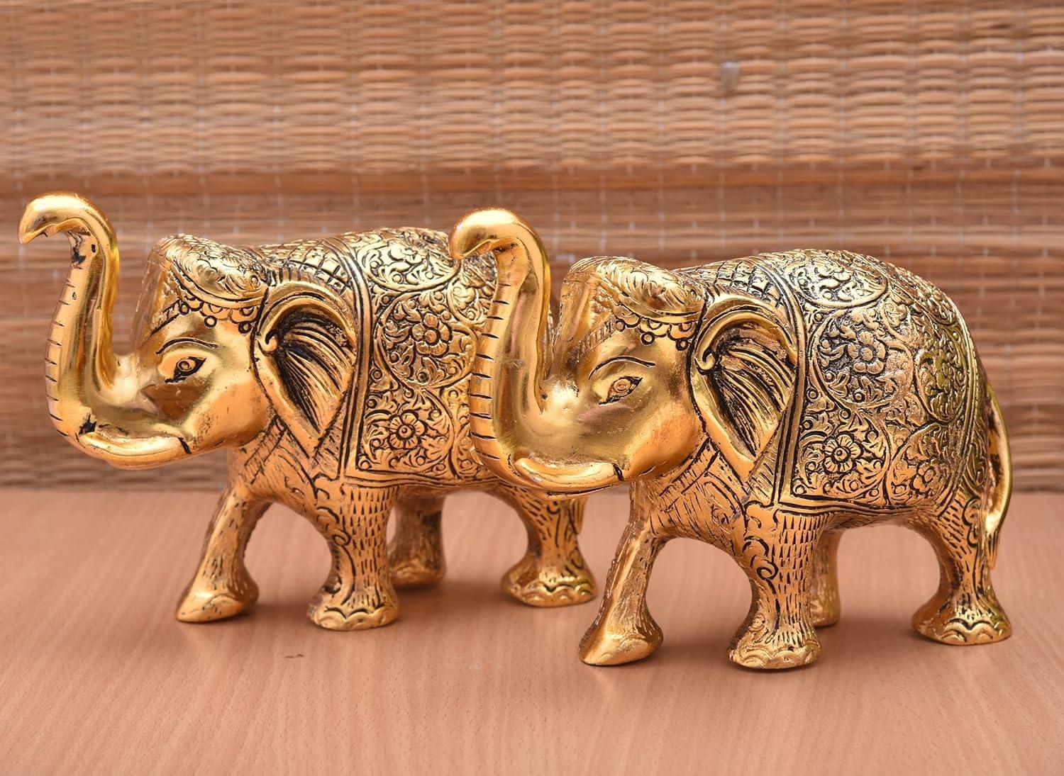 Luxury Golden Elephant Figurines for Good Luck