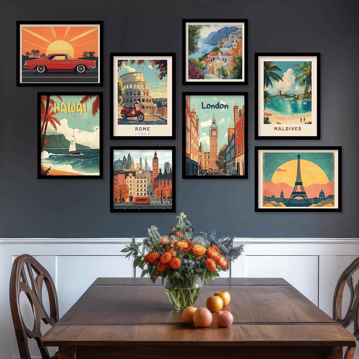 Framed Travel Poster Wall Decoration for Home