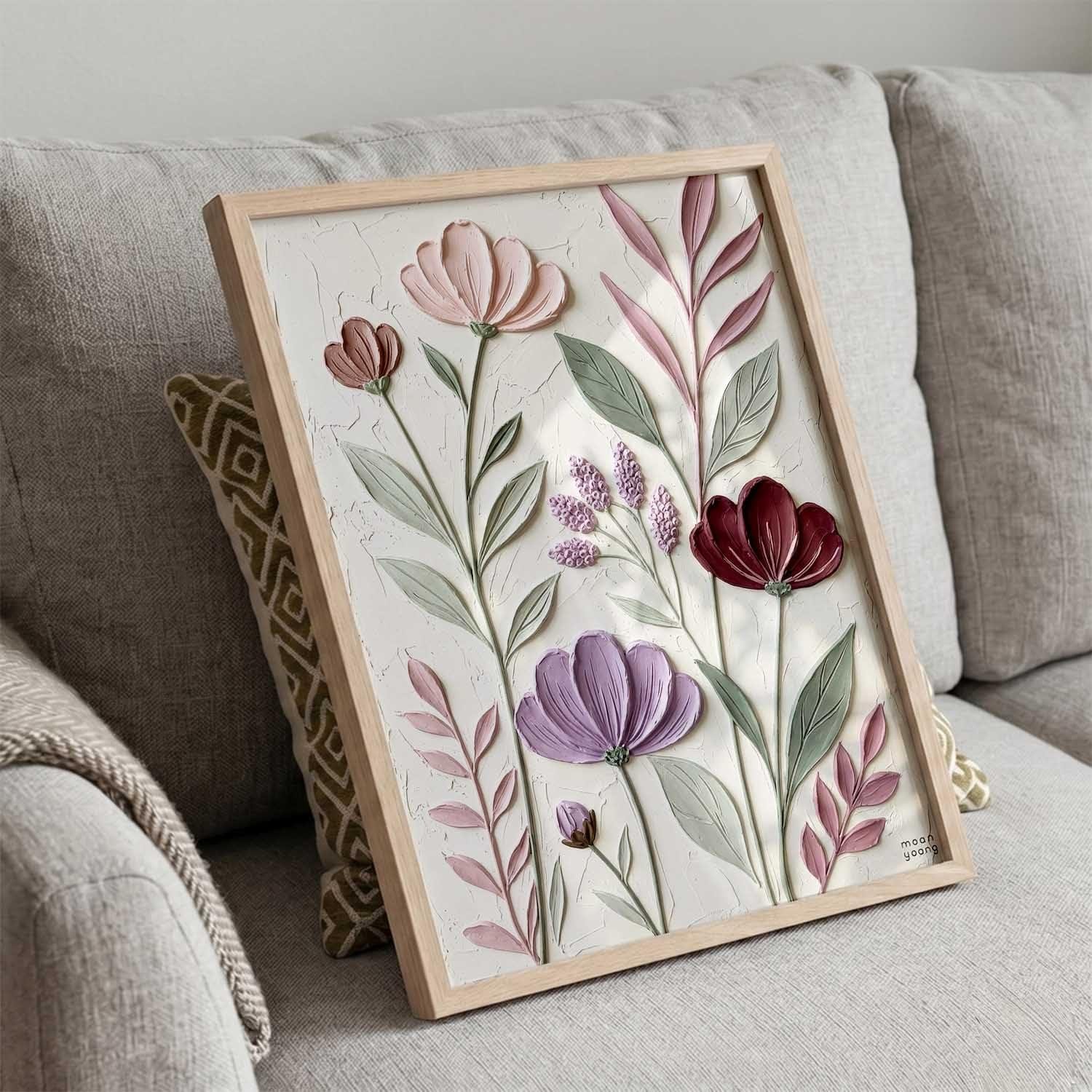 Aesthetic Floral Leaf Wall Painting for Modern Home Decor