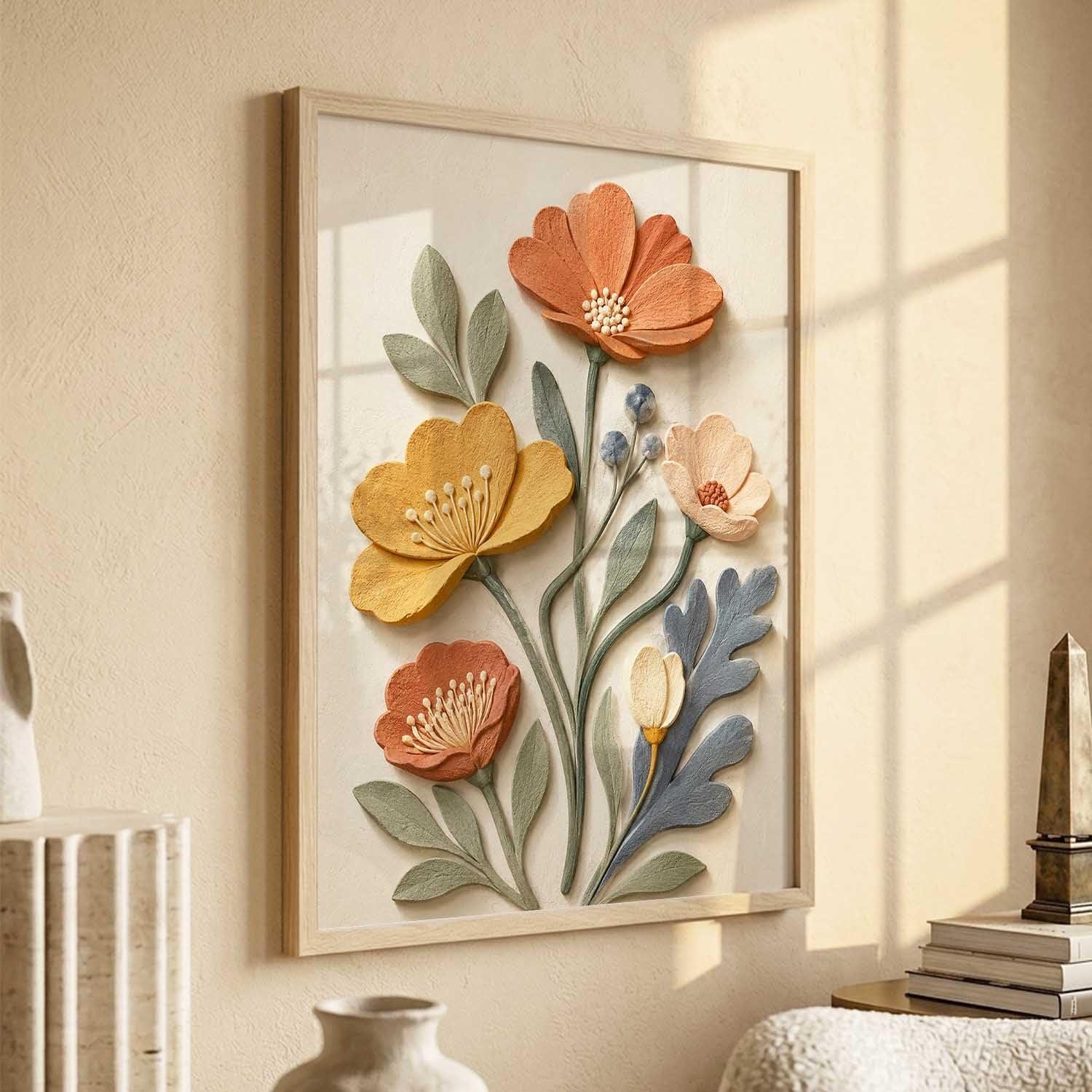 Boho Floral Wall Decor Frame for Bedroom Modern Home