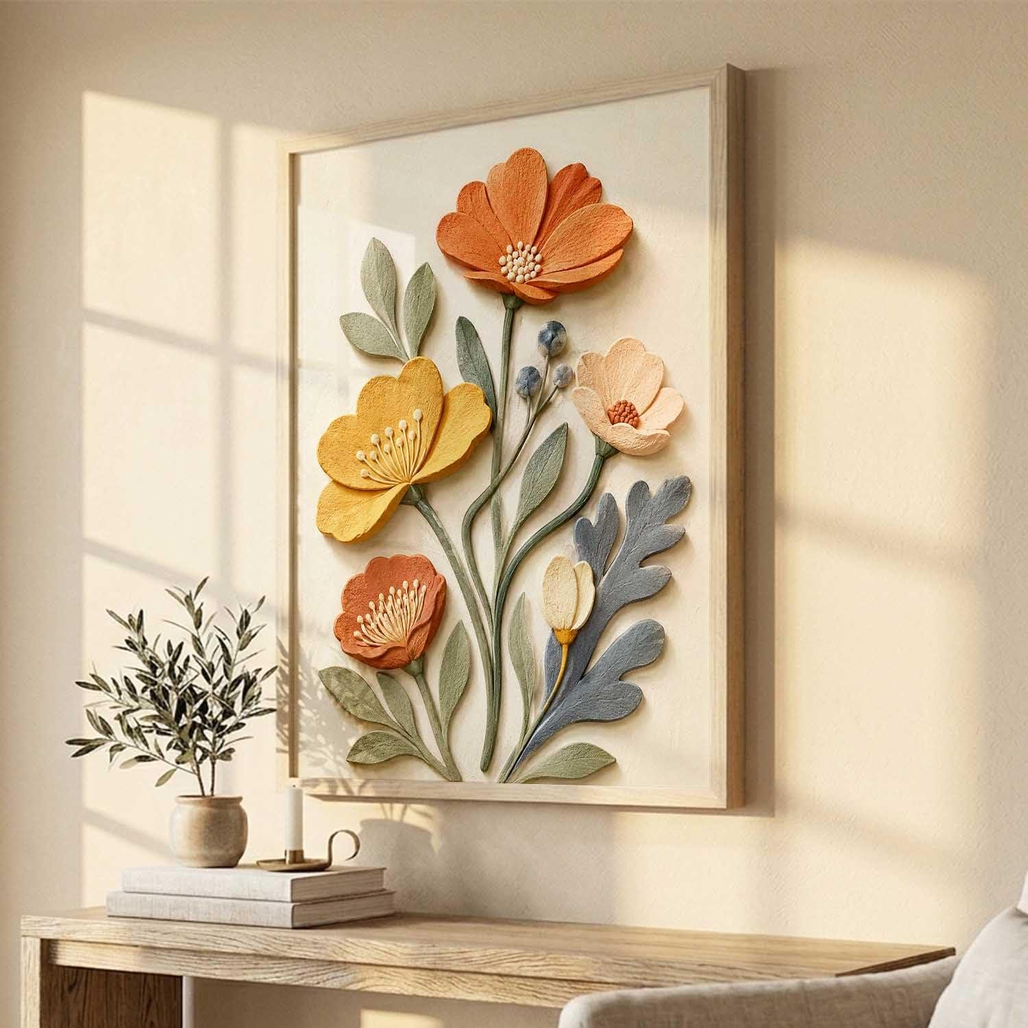 Kotart Premium Beautiful Boho Floral Wall Art | 19x25 Inch