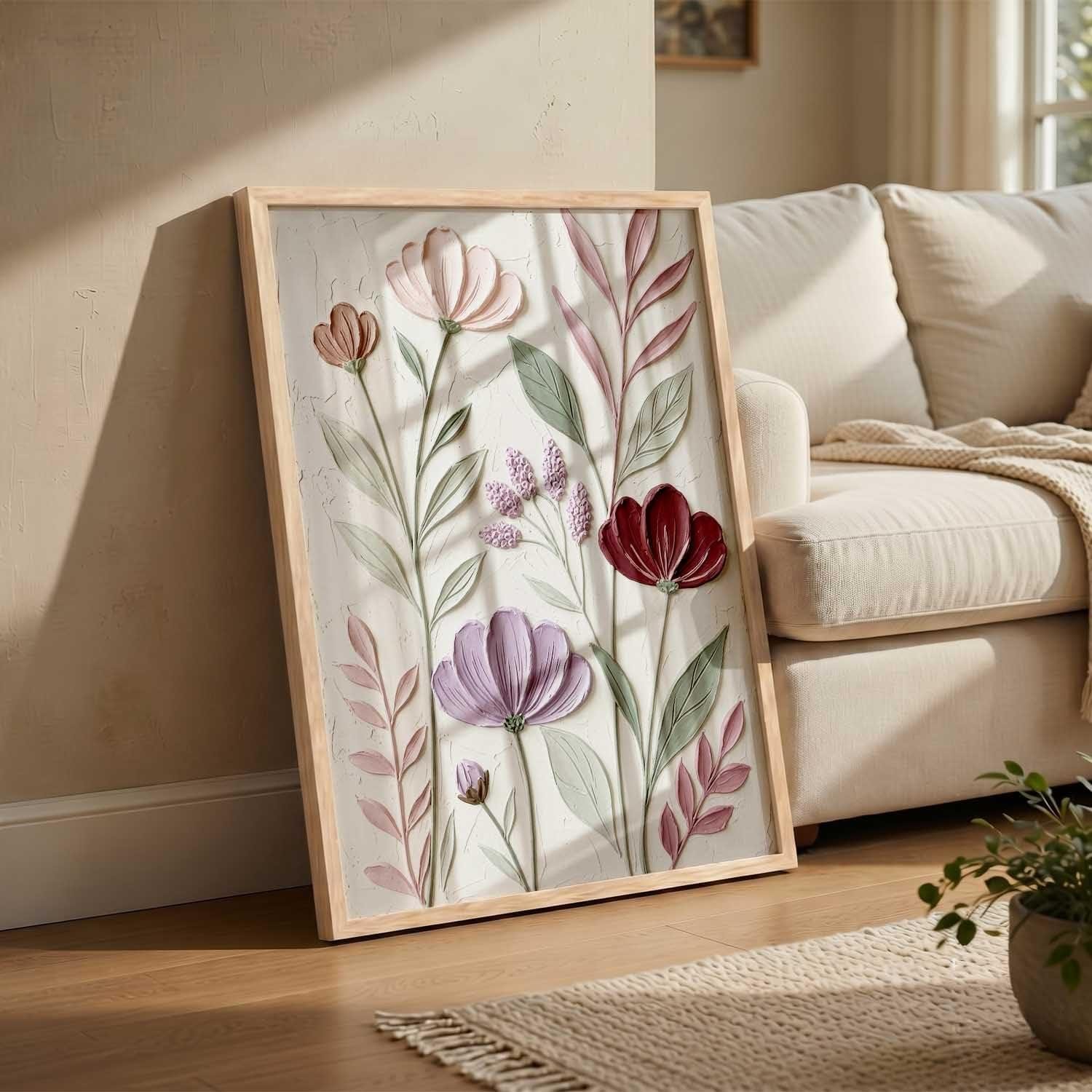 Modern Botanical Floral Leaf Wall Art for Bedroom Decoration