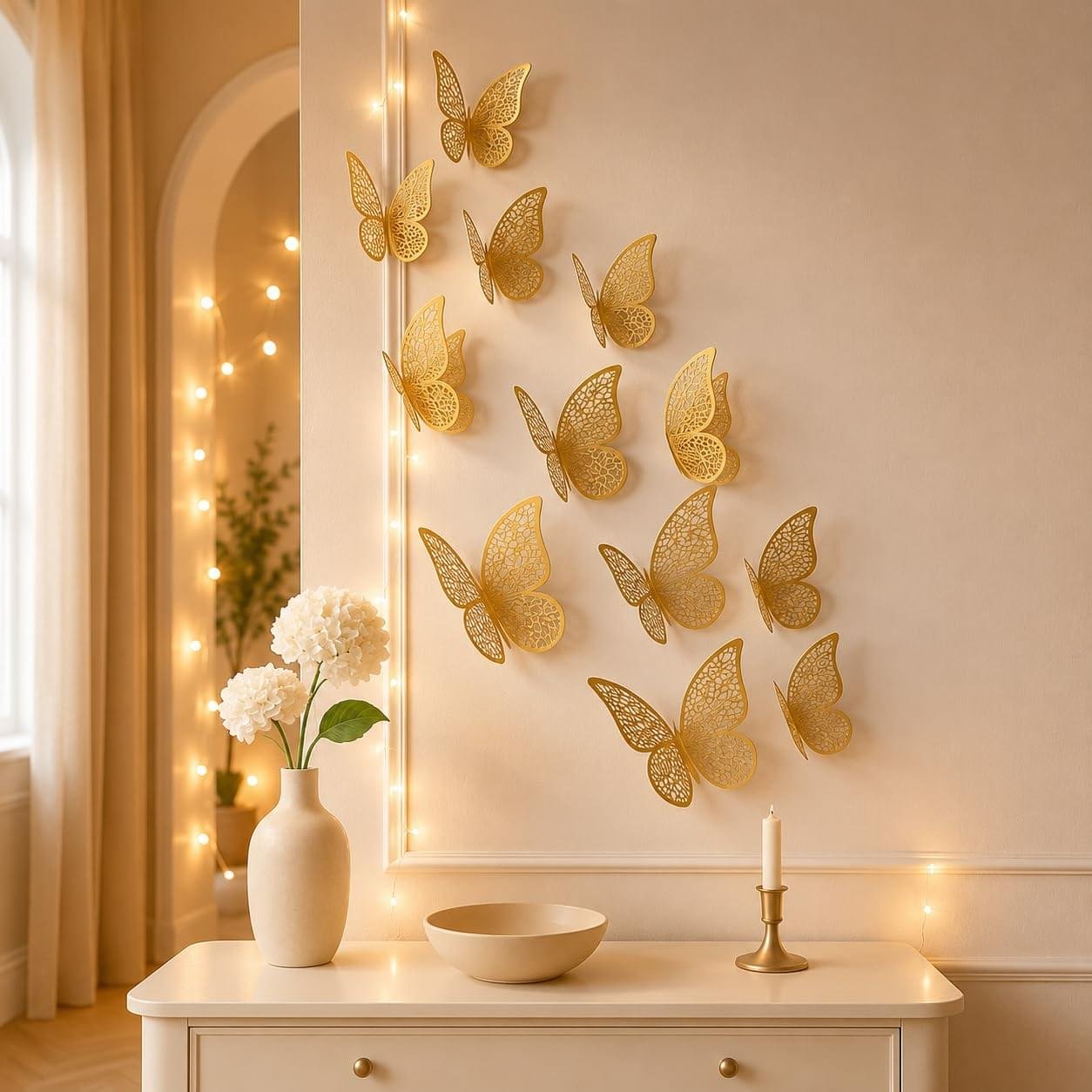 Golden butterfly wall decor set of 12 pieces